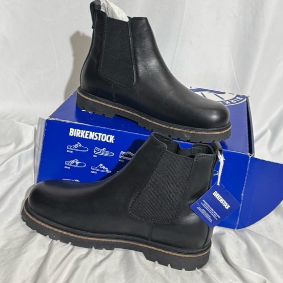 Birkenstock NEW Highwood Leather Boots Black Slip On Mens Size 13 - Picture 9 of 11